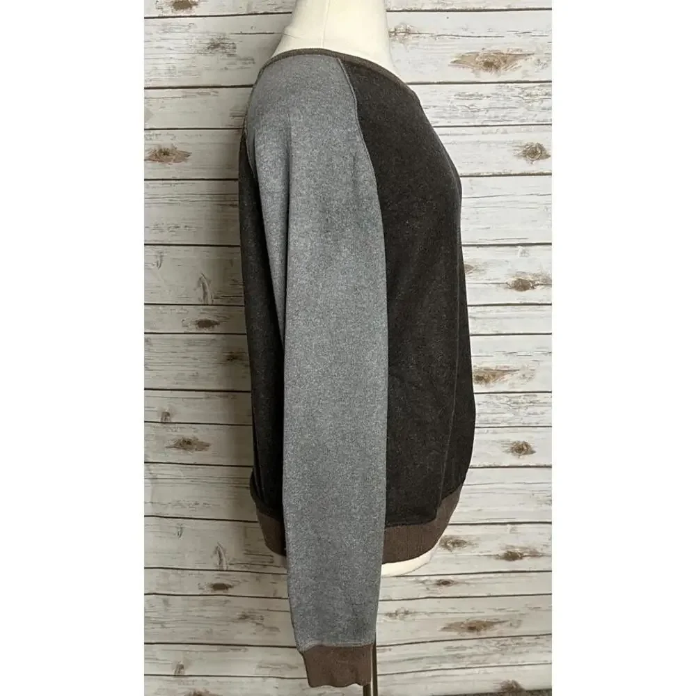 Vintage GAP brown/gray cotton/cashmere colorblock V-neck pullover sweater XXL
